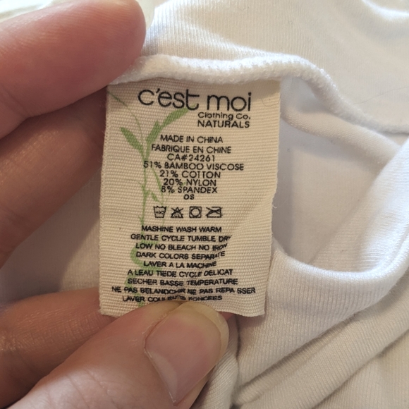 White bamboo/cotton mockneck top - Picture 5 of 6